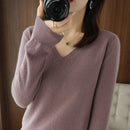 New Cashmere Women's V-neck Pullover Lace Neck Hollow Out Design Casual Knitted