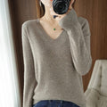 New Cashmere Women's V-neck Pullover Lace Neck Hollow Out Design Casual Knitted