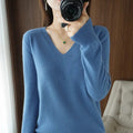 New Cashmere Women's V-neck Pullover Lace Neck Hollow Out Design Casual Knitted
