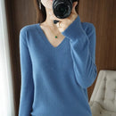 New Cashmere Women's V-neck Pullover Lace Neck Hollow Out Design Casual Knitted