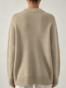 New Women's Cute Cat Print Knit Sweater, Relaxed Fit Crew Neck Long Sleeve Pullo