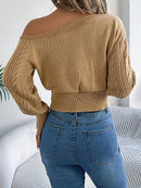 Off-Shoulder Chunky Knit Sweater