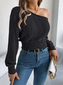 Off-Shoulder Chunky Knit Sweater