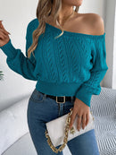 Off-Shoulder Chunky Knit Sweater