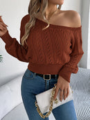 Off-Shoulder Chunky Knit Sweater