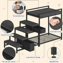 Pet Bunk Bed with 2 Drawers & Removable 4-Step Stairs, Dog/Cat Window Perch with