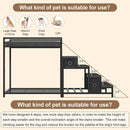 Pet Bunk Bed with 2 Drawers & Removable 4-Step Stairs, Dog/Cat Window Perch with