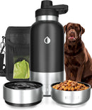 Pet Travel Water Bottle with Attached Drinking Bowl
