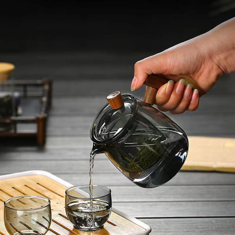 Creative Wooden Handle Glass Tea Set, iBuyXi.com