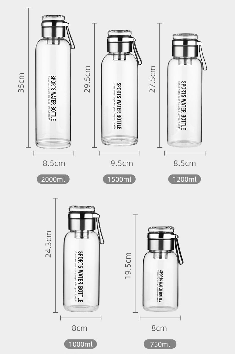 2L Portable & Giant Glass Water Bottle, ibuyxi.com