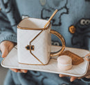 Creative and Gold Handbag Mug Set with Tray Design, iBuyXi.com