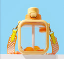 Cute Flat Bottles with Straw and Strap, iBuyXi.com