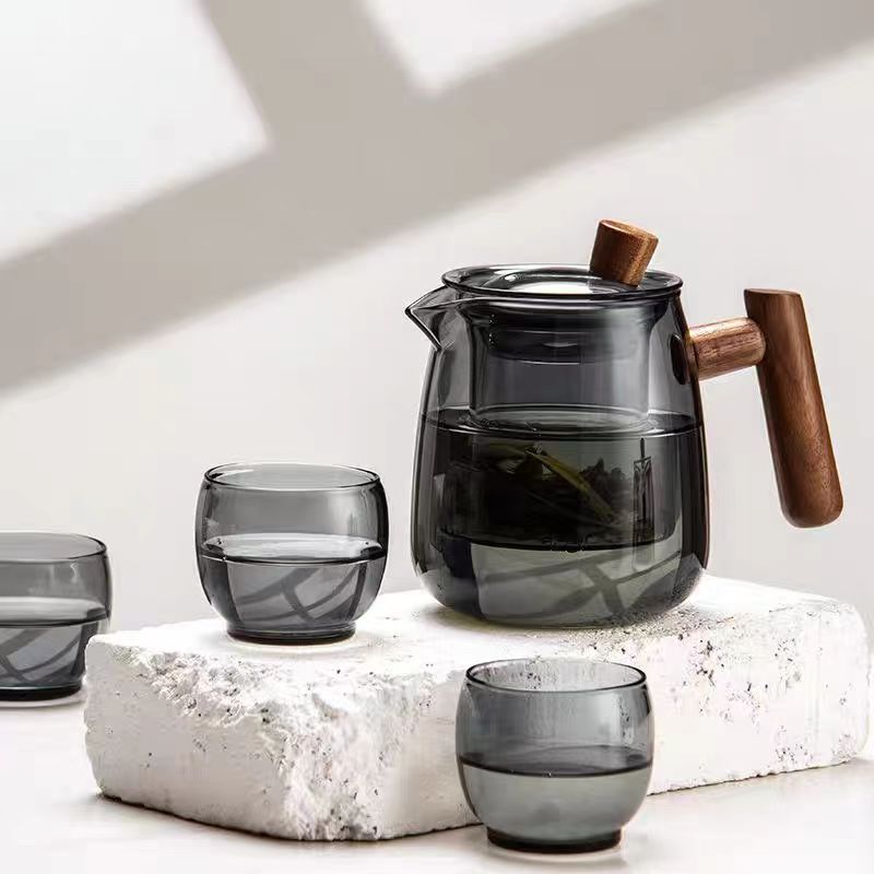 Creative Wooden Handle Glass Tea Set, iBuyXi.com