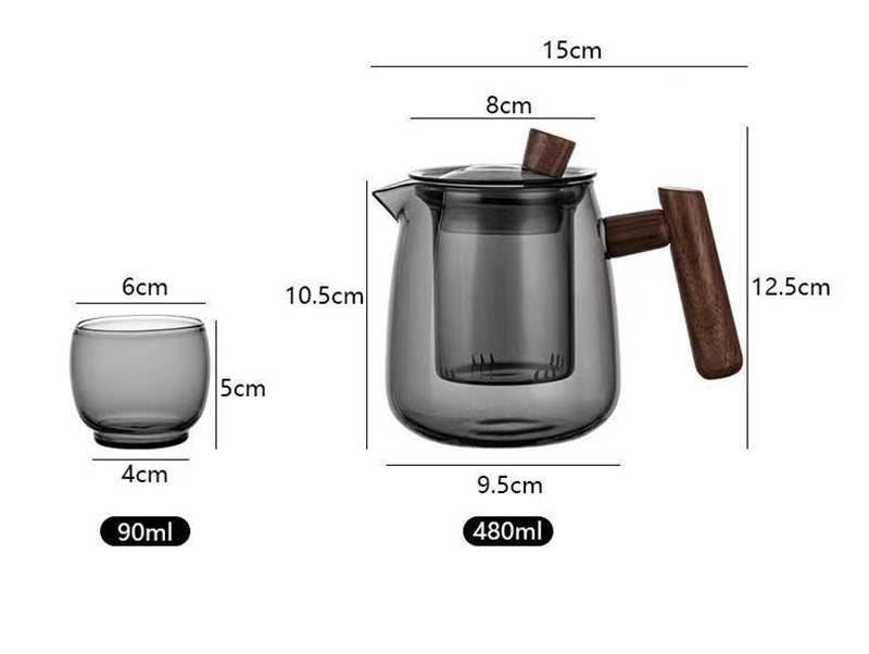 Creative Wooden Handle Glass Tea Set, iBuyXi.com