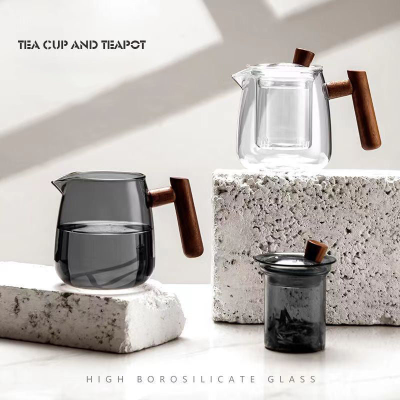 Creative Wooden Handle Glass Tea Set, iBuyXi.com