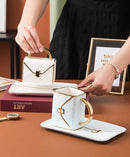 Creative and Gold Handbag Mug Set with Tray Design, iBuyXi.com