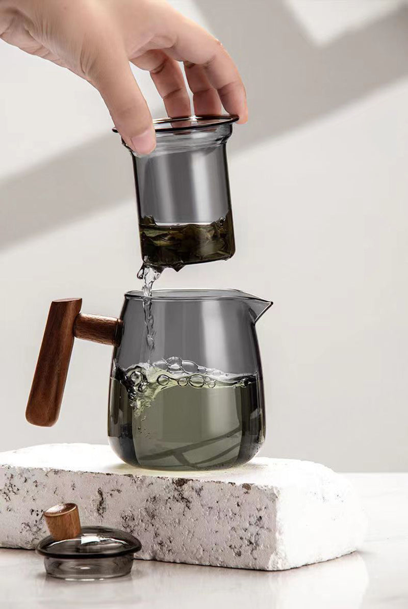 Creative Wooden Handle Glass Tea Set, iBuyXi.com