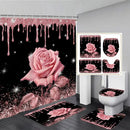 Pink Glitter Rose Shower Curtain Set