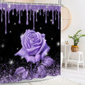 Pink Glitter Rose Shower Curtain Set