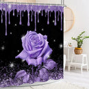 Pink Glitter Rose Shower Curtain Set