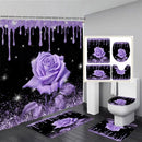 Pink Glitter Rose Shower Curtain Set