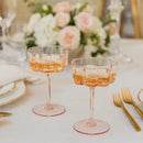 Pink Scalloped Coupe Glasses Set