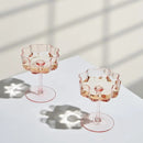 Pink Scalloped Coupe Glasses Set