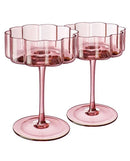 Pink Scalloped Coupe Glasses Set