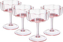 Pink Scalloped Coupe Glasses Set