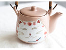Cat Design Tea Set Pink Ceramic with 4 Cups + 1 Teapot - view 8