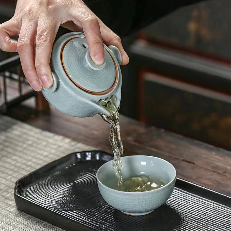 Portable Japanese Ceramic Teapot Cups Set, ibuyxi.com