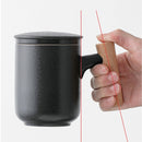 Ceramic Filter Wooden Handle Lid Mug, ibuyxi.com