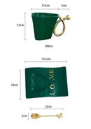 Retro Heart-Shape Ceramic Coffee Mug Set, ibuyxi.com