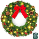 Pre-Lit Christmas Wreath with Pinecones