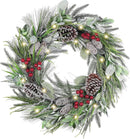 Pre-Lit Christmas Wreath with Pinecones