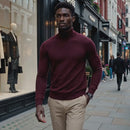 Men's Mock Turtleneck - Vogue high fashion burgundy city video