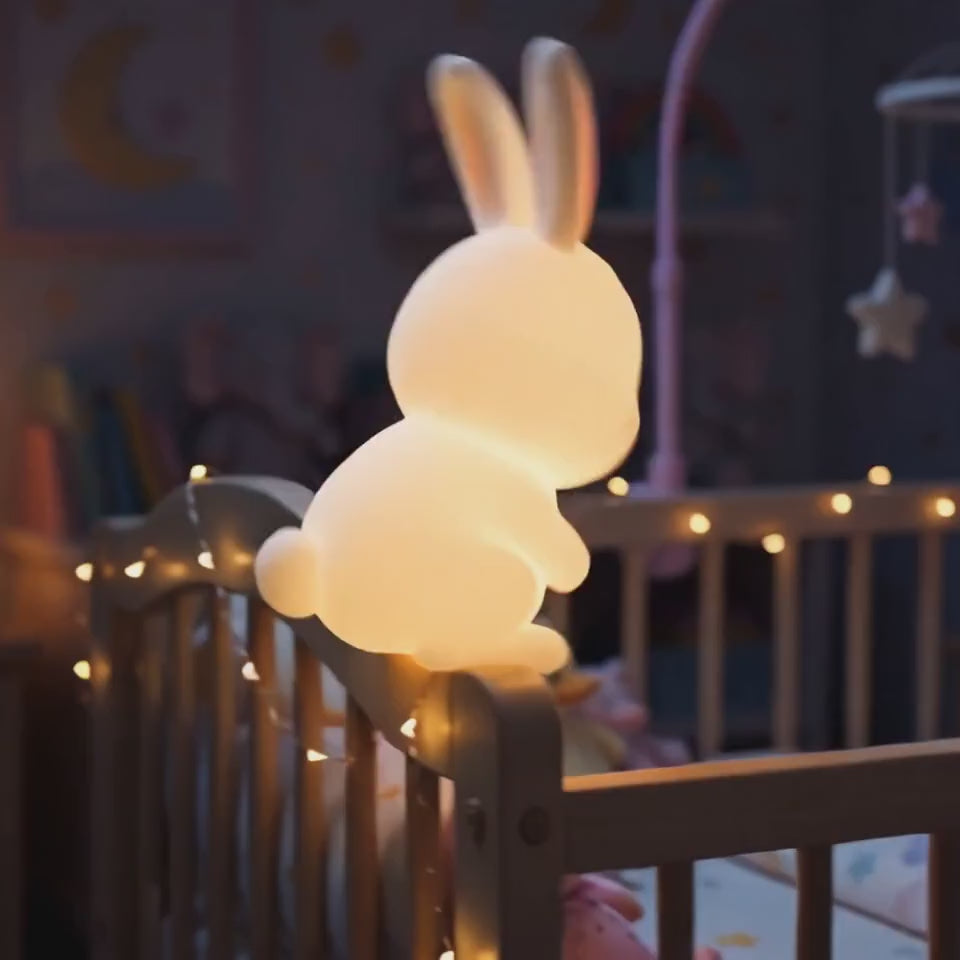 Silicone Bunny Night Light - Pixar style crib cuddle video