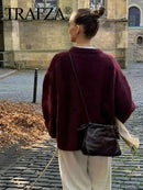 Red O-Neck Knit Sweater