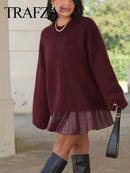 Red O-Neck Knit Sweater