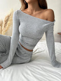 Ribbed Knit Loungewear Two-Piece Set