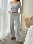 Ribbed Knit Loungewear Two-Piece Set