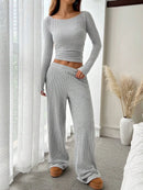 Ribbed Knit Loungewear Two-Piece Set