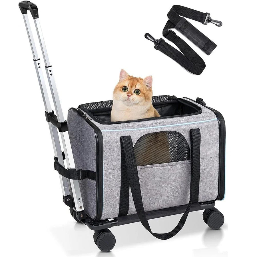Rolling Pet Carrier with Wheels for Cats & Small Dogs