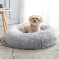 Round Faux-Fur Calming Cuddler Bed for Dogs