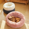 Round Faux-Fur Calming Cuddler Bed for Dogs