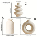 Set of 3 White Ceramic Bohemian Vases
