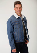 Sherpa-Lined Denim Trucker Jacket for Men