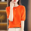 Short Sleeve Crew Neck Knit Sweater