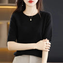 Short Sleeve Crew Neck Knit Sweater