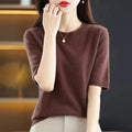 Short Sleeve Crew Neck Knit Sweater